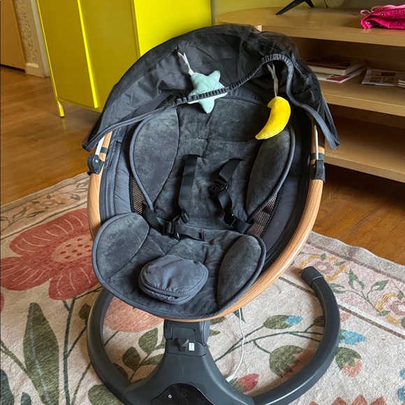 Larex Electric Black Gray Canopy Hanging Toy Swivel Swing - Picture 5 of 9